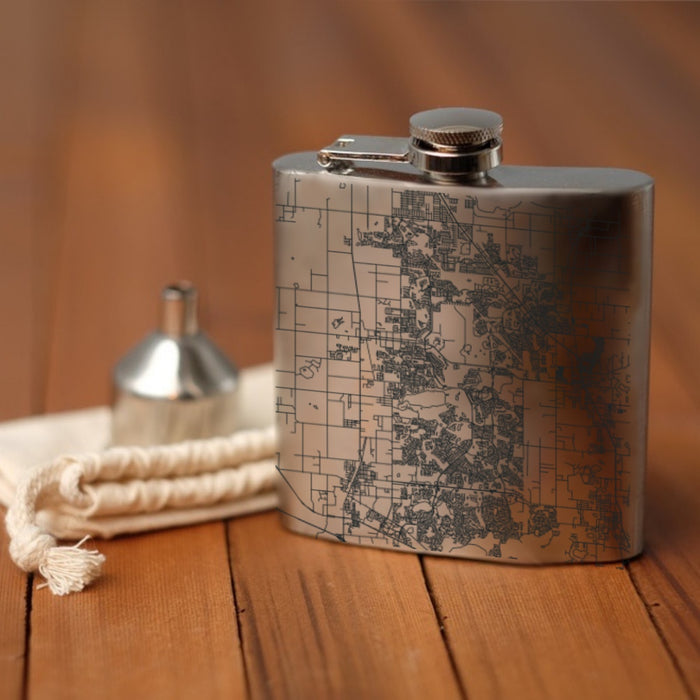 The Villages Florida Custom Engraved City Map Inscription Coordinates on 6oz Stainless Steel Flask