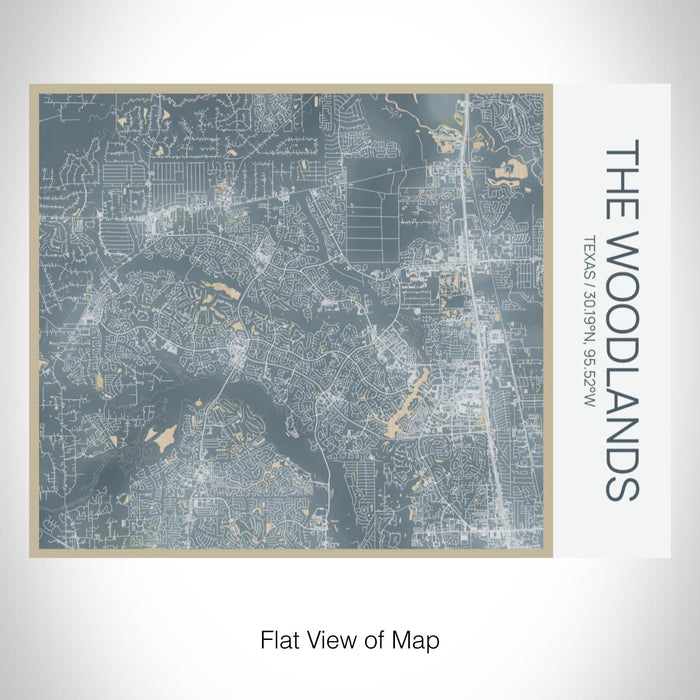 Rendered View of The Woodlands Texas Map on 20oz Stainless Steel Insulated Bottle with Bamboo Top with printed afternoon style map