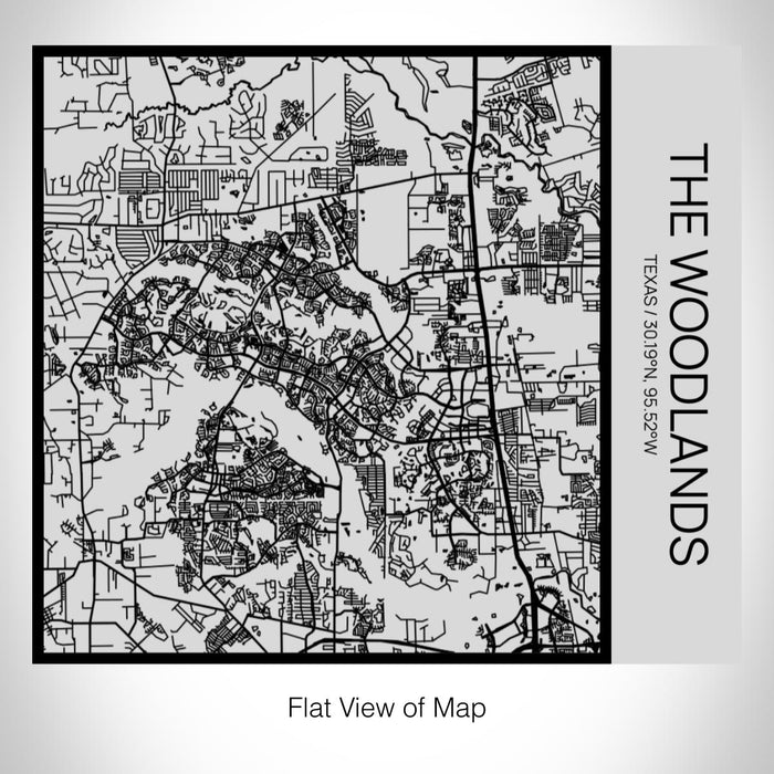 Rendered View of The Woodlands Texas Map on 17oz Stainless Steel Insulated Tumbler in Tactile Lines with Succulent in Background
