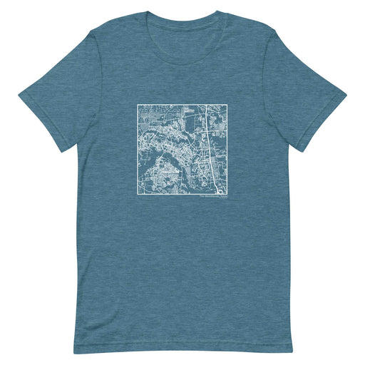 The Woodlands Texas  Map Unisex T-Shirt with City inscription in Heather Teal