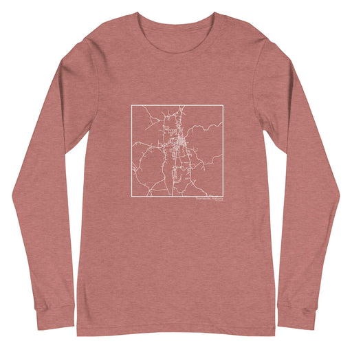Thomasville Alabama  Map Unisex Long-Sleeve T-shirt with City inscription in Heather Mauve