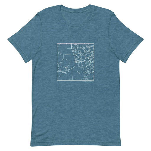 Three Lakes Wisconsin  Map Unisex T-Shirt with City inscription in Heather Teal
