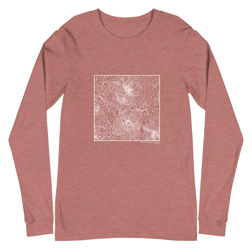 Three Sisters Oregon Topographic  Map Unisex Long-Sleeve T-shirt with City inscription in Heather Mauve