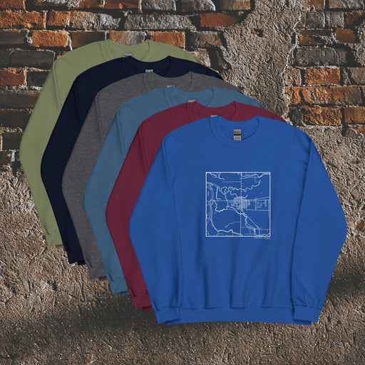 Tillamook Oregon  Map Unisex Crewneck Sweaters in Multiple Colors