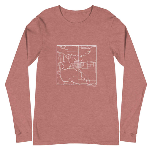 Tillamook Oregon  Map Unisex Long-Sleeve T-shirt with City inscription in Heather Mauve