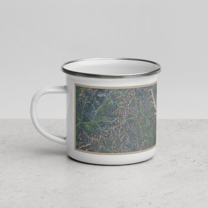 Left View Custom Tims Ford Lake Tennessee Map Enamel Mug in Afternoon