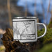 Right View Custom Tims Ford Lake Tennessee Map Enamel Mug in Classic on Grass With Trees in Background