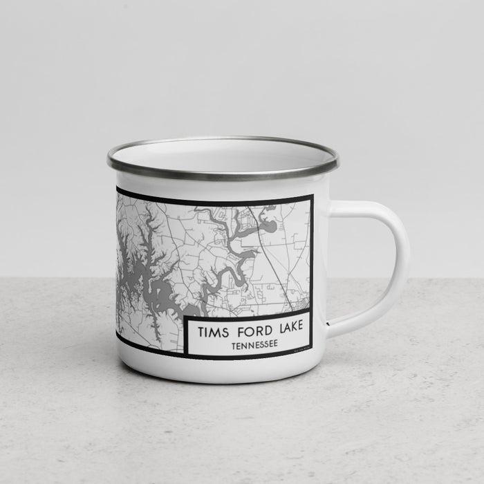 Right View Custom Tims Ford Lake Tennessee Map Enamel Mug in Classic