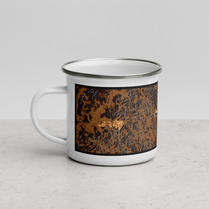 Left View Custom Tims Ford Lake Tennessee Map Enamel Mug in Ember