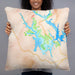 Person holding 22x22 Custom Tims Ford Lake Tennessee Map Throw Pillow in Watercolor