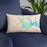 Custom Tims Ford Lake Tennessee Map Throw Pillow in Watercolor on Blue Colored Chair