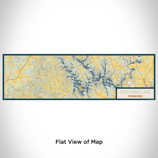 Flat View of Map Custom Tims Ford Lake Tennessee Map Enamel Mug in Woodblock