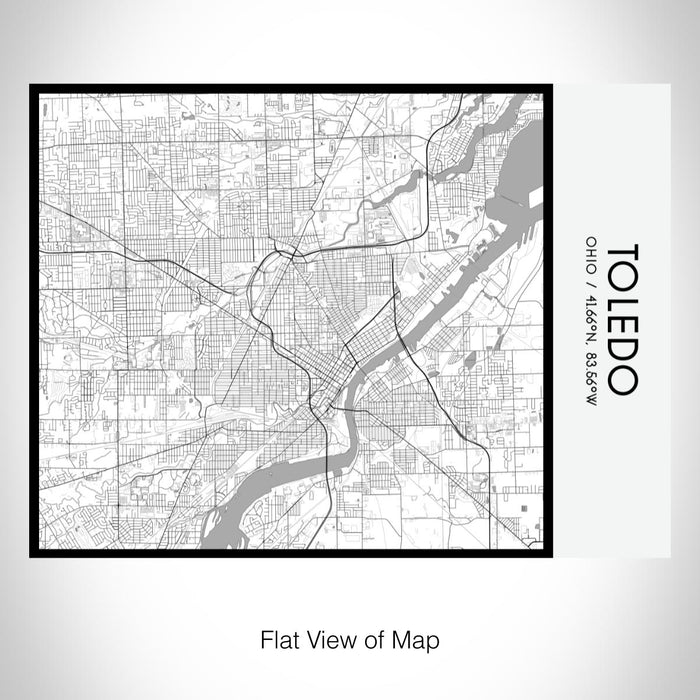 Rendered View of Toledo Ohio Map on 20oz Stainless Steel Insulated Bottle with Bamboo Top with printed classic style map