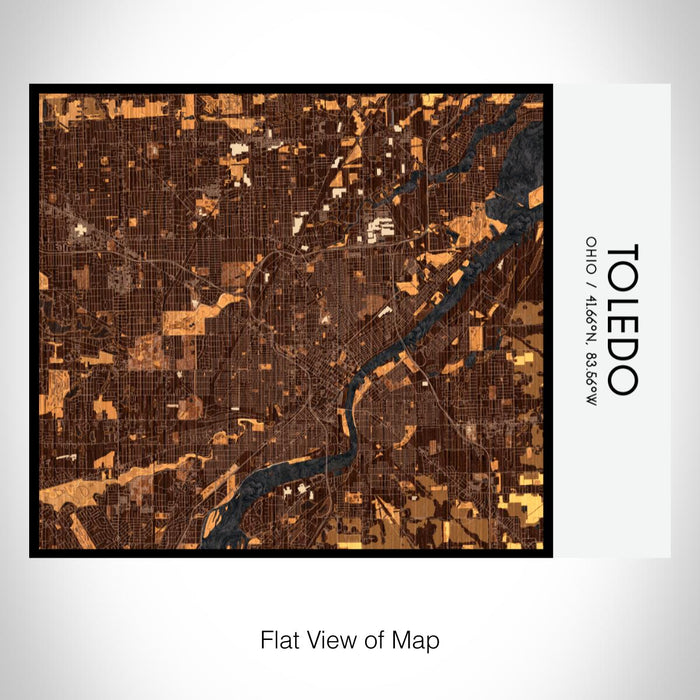 Rendered View of Toledo Ohio Map on 20oz Stainless Steel Insulated Bottle with Bamboo Top with printed ember style map