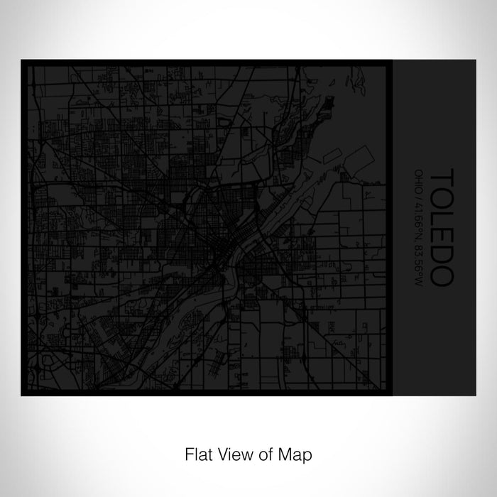 Rendered View of Toledo Ohio Map on 20oz Stainless Steel Insulated Bottle with Bamboo Top in Matte Black with printed Tactile Lines Map in Black