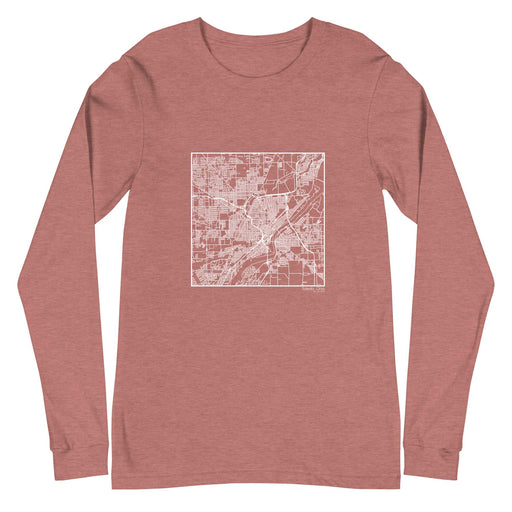 Toledo Ohio  Map Unisex Long-Sleeve T-shirt with City inscription in Heather Mauve