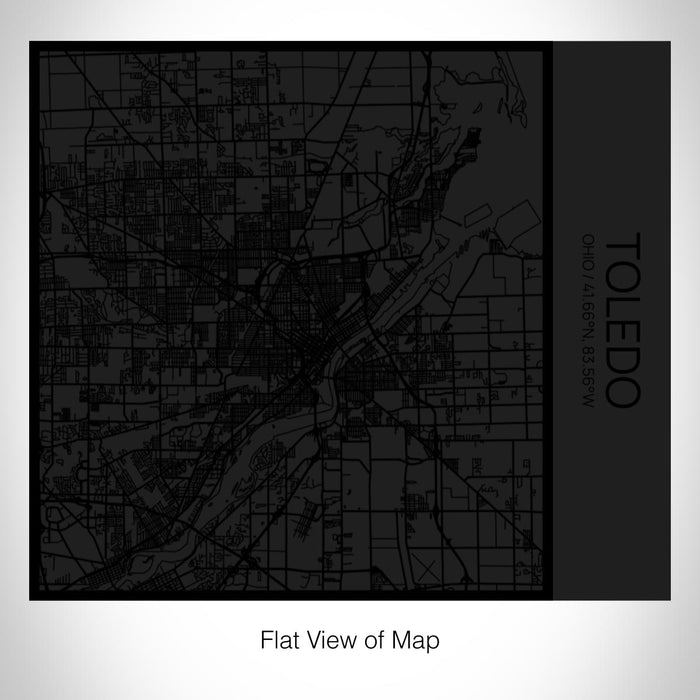 Rendered View of Toledo Ohio Map on 17oz Stainless Steel Insulated Tumbler in Matte Black with Tactile Lines