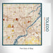 Rendered View of Toledo Ohio Map on 17oz Stainless Steel Insulated Tumbler in Woodblock Map Style