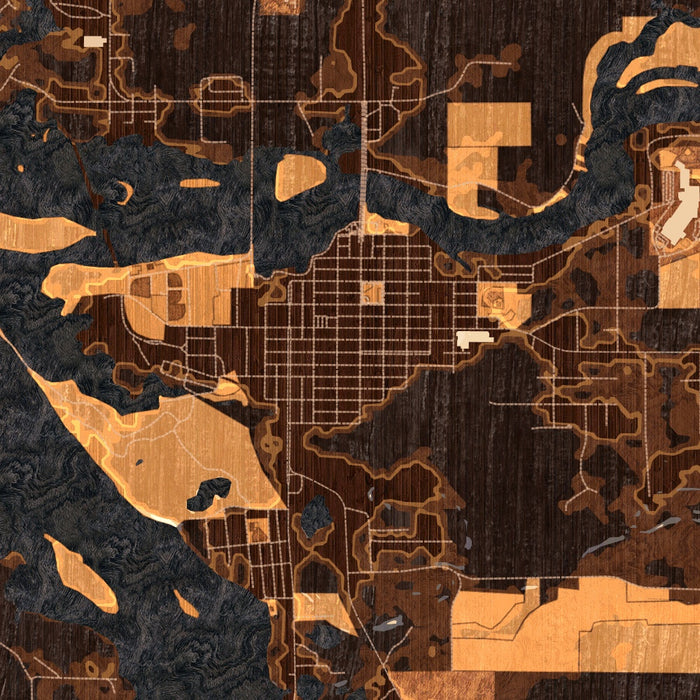 Tomahawk Wisconsin Map Print in Ember Style Zoomed In Close Up Showing Details