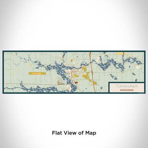 Flat View of Map Custom Tomahawk Wisconsin Map Enamel Mug in Woodblock