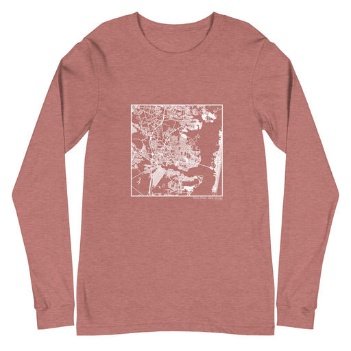 Toms River New Jersey  Map Unisex Long-Sleeve T-shirt with City inscription in Heather Mauve
