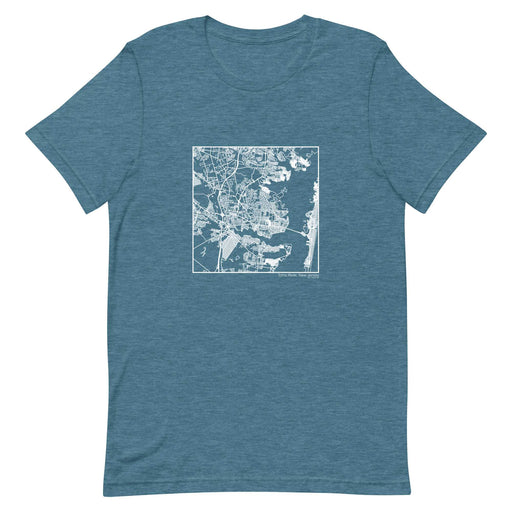 Toms River New Jersey  Map Unisex T-Shirt with City inscription in Heather Teal