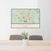 24x36 Tonopah Nevada Map Print Lanscape Orientation in Woodblock Style Behind 2 Chairs Table and Potted Plant