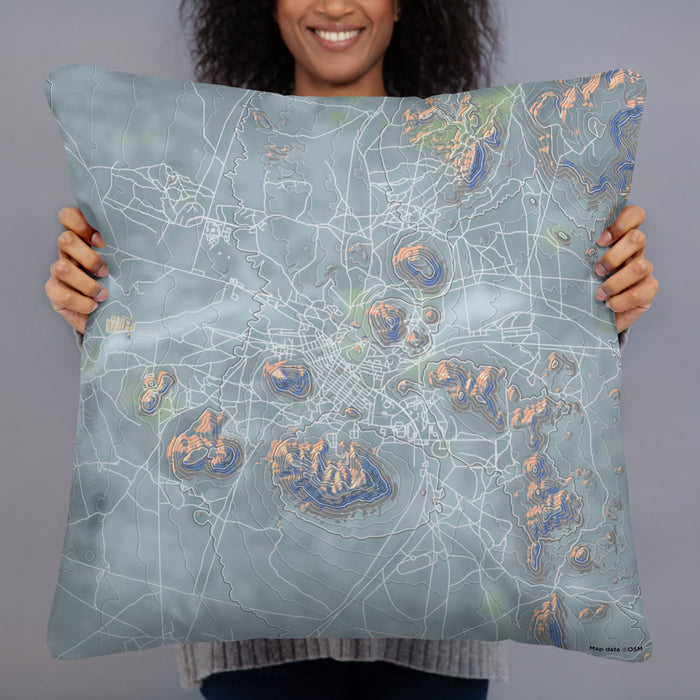 Person holding 22x22 Custom Tonopah Nevada Map Throw Pillow in Afternoon