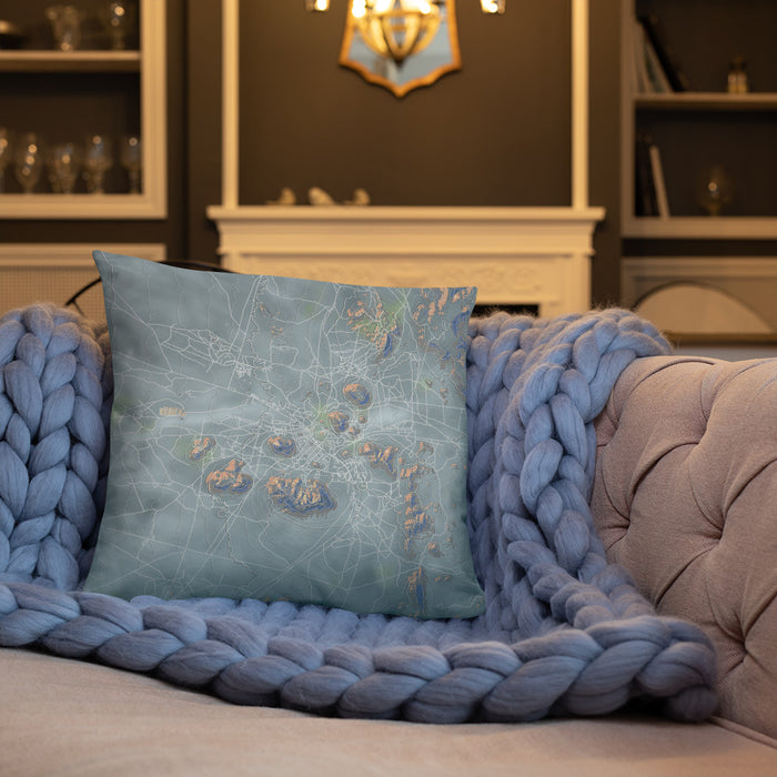 Custom Tonopah Nevada Map Throw Pillow in Afternoon on Cream Colored Couch