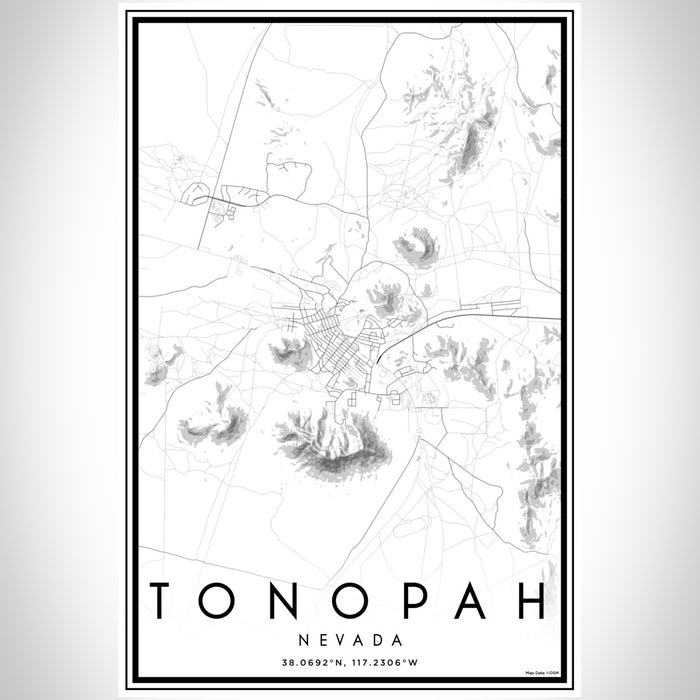 Tonopah Nevada Map Print Portrait Orientation in Classic Style With Shaded Background