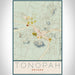 Tonopah Nevada Map Print Portrait Orientation in Woodblock Style With Shaded Background