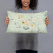 Person holding 20x12 Custom Tonopah Nevada Map Throw Pillow in Woodblock