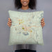 Person holding 18x18 Custom Tonopah Nevada Map Throw Pillow in Woodblock