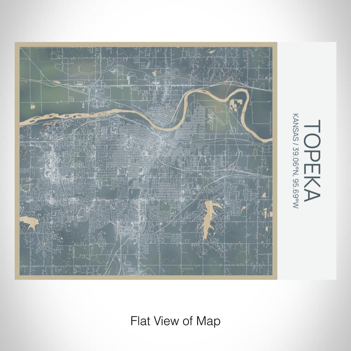 Rendered View of Topeka Kansas Map on 20oz Stainless Steel Insulated Bottle with Bamboo Top with printed afternoon style map