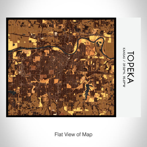 Rendered View of Topeka Kansas Map on 20oz Stainless Steel Insulated Bottle with Bamboo Top with printed ember style map