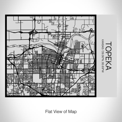 Rendered View of Topeka Kansas Map on 20oz Stainless Steel Insulated Bottle with Bamboo Top with printed Tactile Lines Map in Black