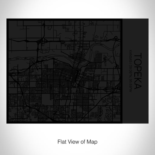 Rendered View of Topeka Kansas Map on 20oz Stainless Steel Insulated Bottle with Bamboo Top in Matte Black with printed Tactile Lines Map in Black