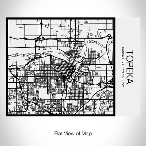 Rendered View of Topeka Kansas Map on 20oz Stainless Steel Insulated Bottle with Bamboo Top in Matte White with printed Tactile Lines Map in Black