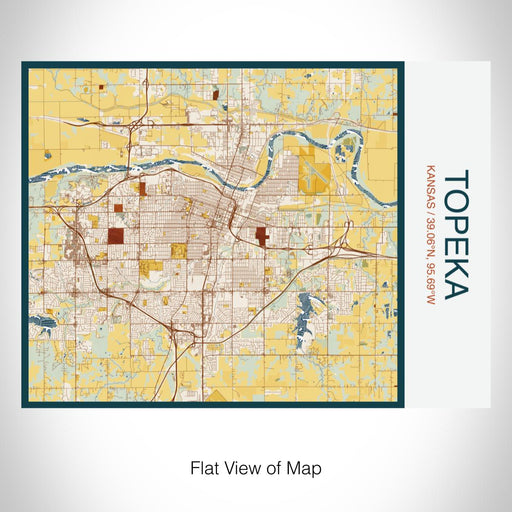 Rendered View of Topeka Kansas Map on 20oz Stainless Steel Insulated Bottle with Bamboo Top with printed woodblock style map