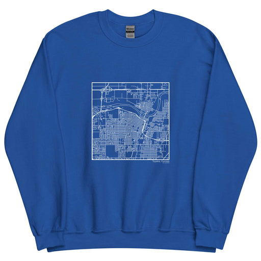 Topeka Kansas  Map Unisex Crewneck Sweater with City inscription in Royal Blue