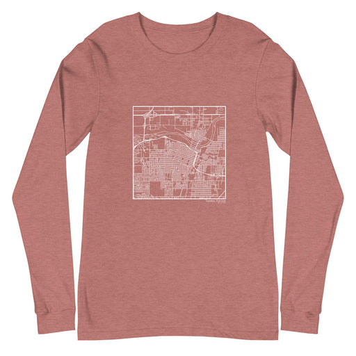 Topeka Kansas  Map Unisex Long-Sleeve T-shirt with City inscription in Heather Mauve