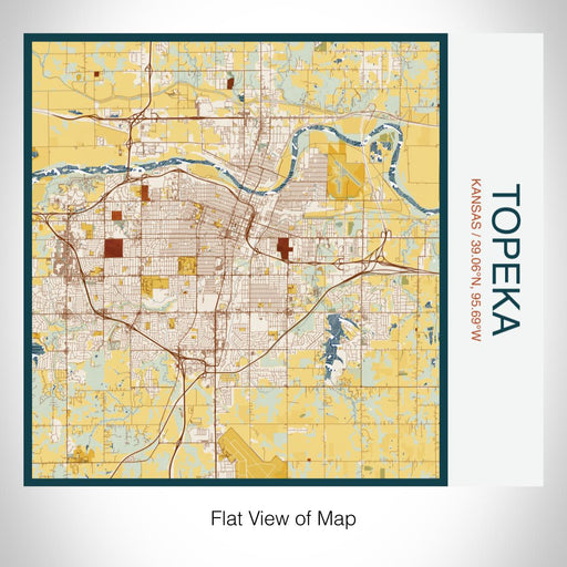 Rendered View of Topeka Kansas Map on 17oz Stainless Steel Insulated Tumbler in Woodblock Map Style