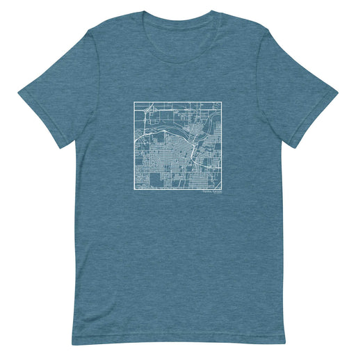 Topeka Kansas  Map Unisex T-Shirt with City inscription in Heather Teal