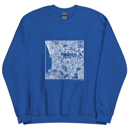 Torrance California  Map Unisex Crewneck Sweater with City inscription in Royal Blue