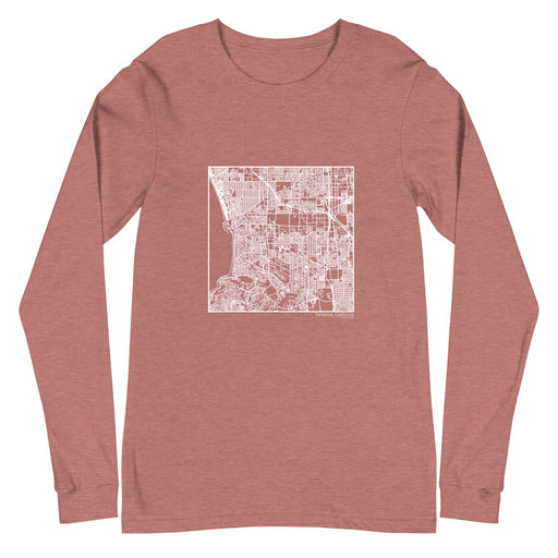 Torrance California  Map Unisex Long-Sleeve T-shirt with City inscription in Heather Mauve