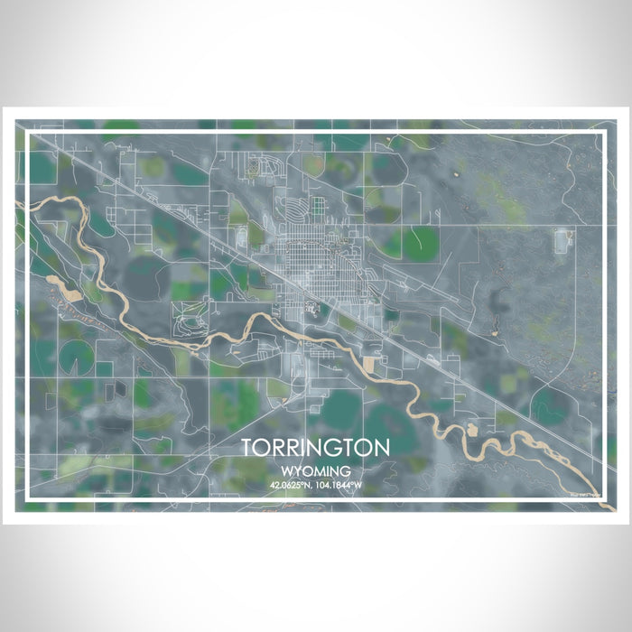 Torrington Wyoming Map Print Landscape Orientation in Afternoon Style With Shaded Background