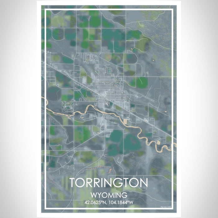 Torrington Wyoming Map Print Portrait Orientation in Afternoon Style With Shaded Background
