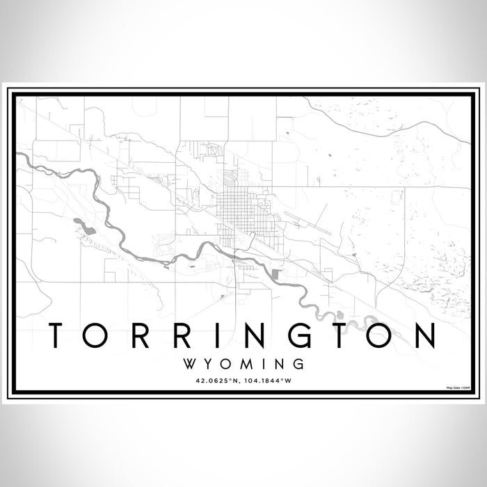 Torrington Wyoming Map Print Landscape Orientation in Classic Style With Shaded Background