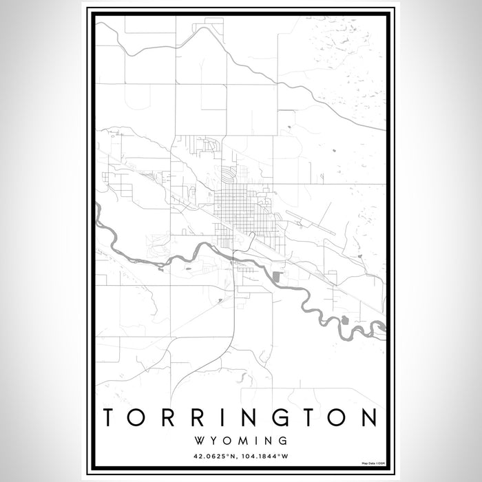 Torrington Wyoming Map Print Portrait Orientation in Classic Style With Shaded Background