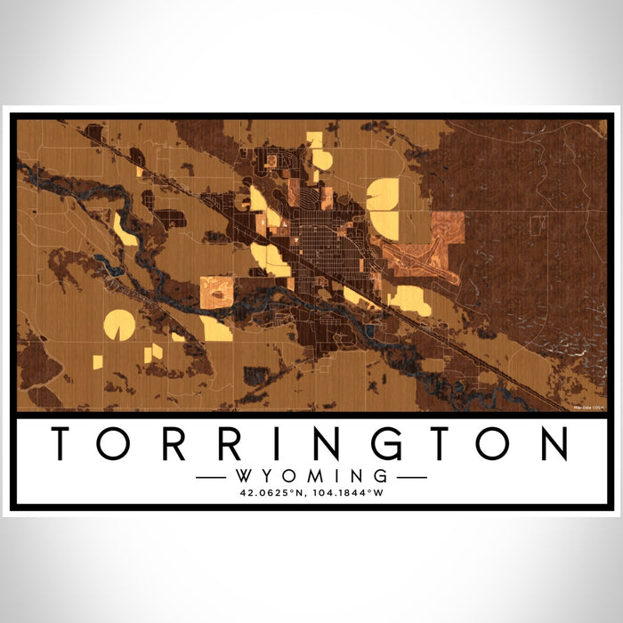 Torrington Wyoming Map Print Landscape Orientation in Ember Style With Shaded Background